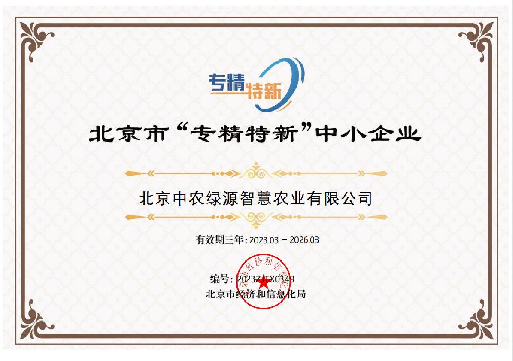 Certificate for Specialization and Innovation of Small and Medium Enterprises